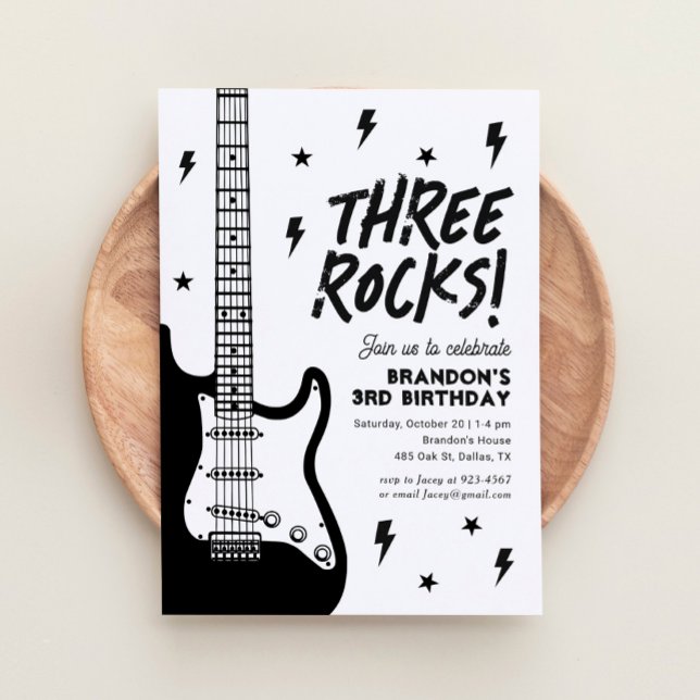 Invitation Three Rocks Guitar Rock et Roll 3ème anniversaire (Créateur téléchargé)