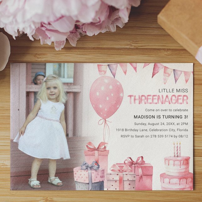 Invitation Threenager | Photo 3e anniversaire (Créateur téléchargé)