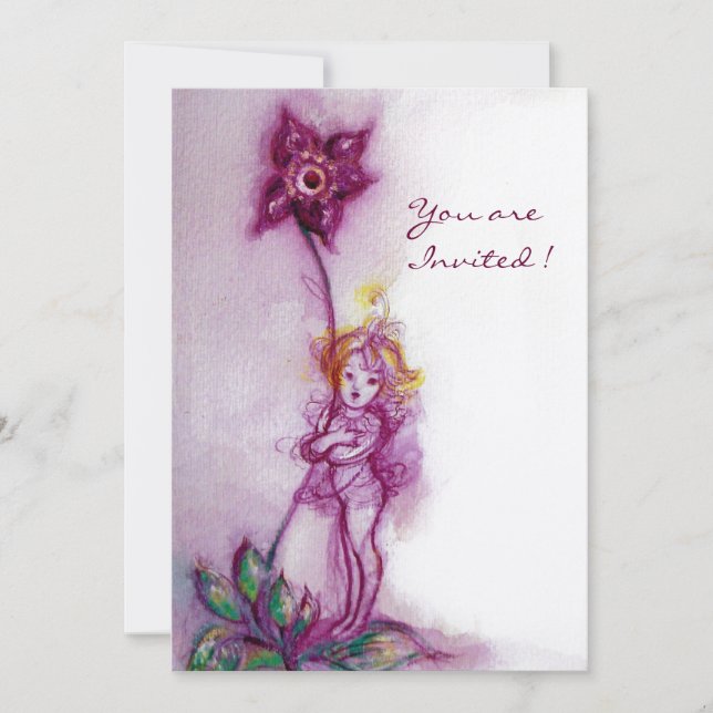 Invitation THUMBELINA 2, champagne blanc rose violet blanc mé (Devant)