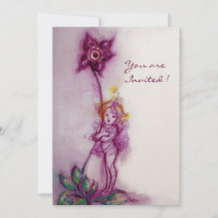 Invitation THUMBELINA 2, champagne blanc rose violet blanc mé