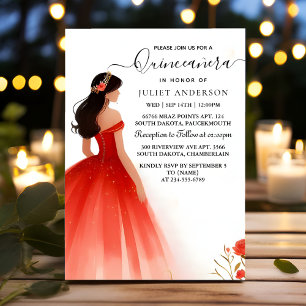 Invitation Tiara Black Lace Rouge Quinceanera