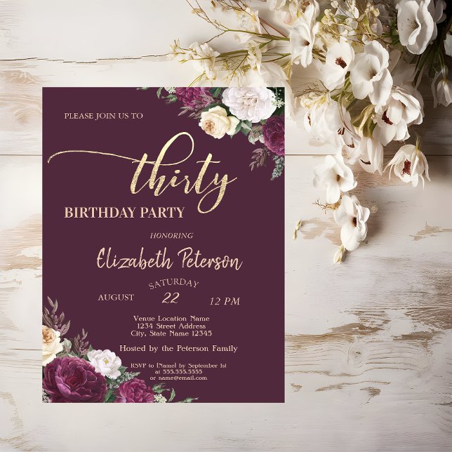 Invitation Tiara, Confettis Fleurs Bourguignon 30e Anniversai (Créateur téléchargé)