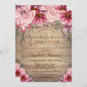 Invitation Tiara d'or, Fleurs de cordes en bois Quinceañera