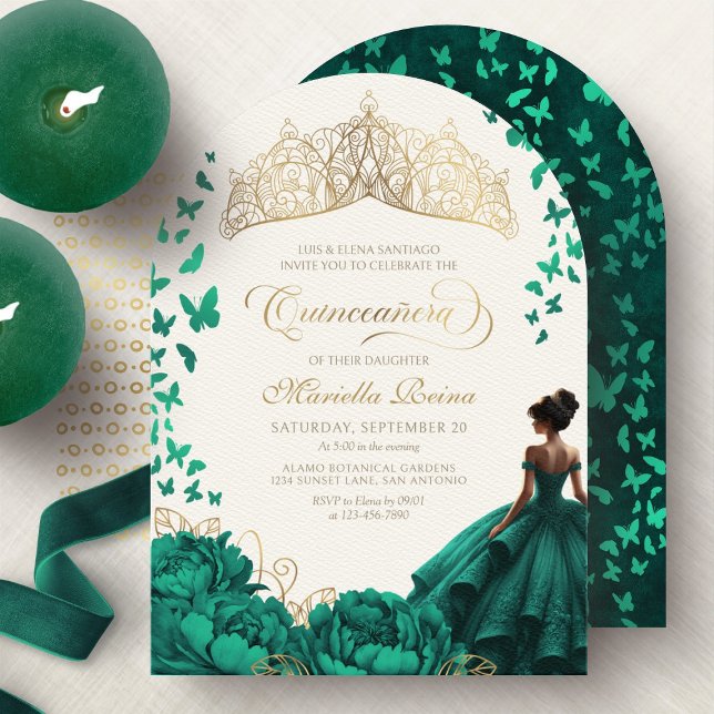 Invitation Tiara Emerald Green Princess Quinceanera (Créateur téléchargé)