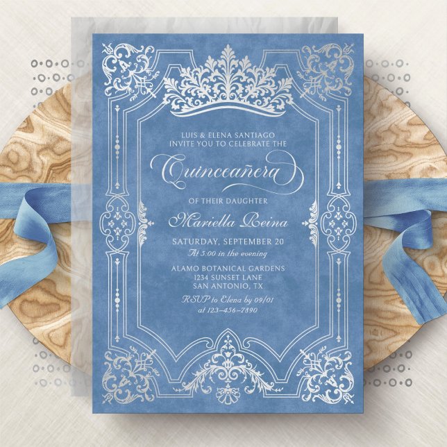 Invitation Tiara Princess Blue Fairytale Photo Quinceanera (Créateur téléchargé)