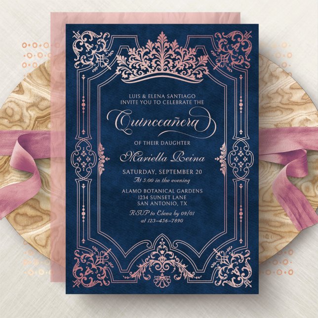 Invitation Tiara Princess Pink Fairytale Photo Quinceanera (Créateur téléchargé)