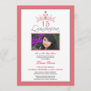 Invitation Tiara Quinceanera à la bijouterie rose