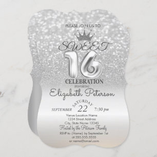 Invitation Tiara, Silver Sweet 16 Parties scintillant Bokeh O