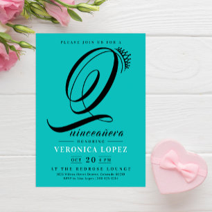 Invitation Tiara Turquoise moderne 15ème Quinceañera Party