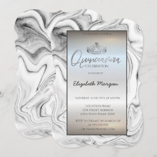 Invitation Tiare Moderne Élégante en Or,Invitation Marbre Arg