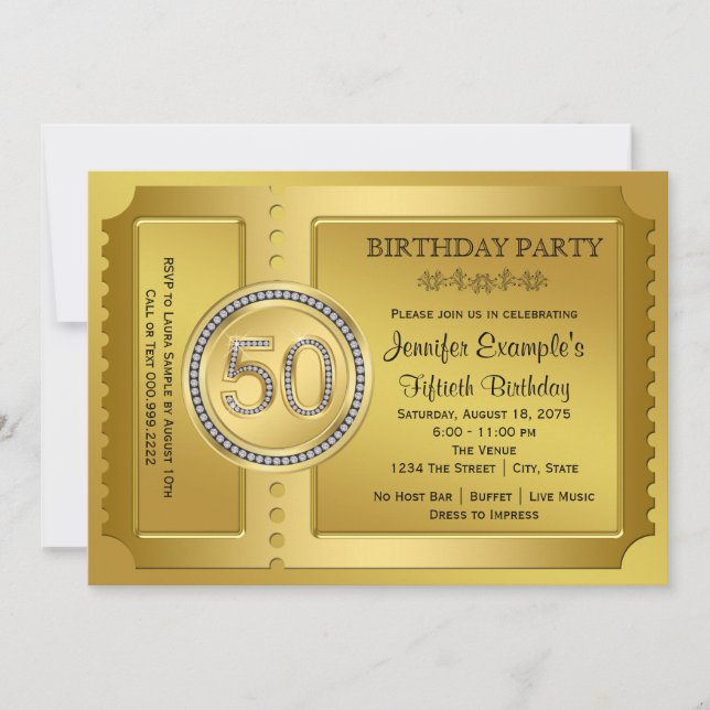 Invitation Ticket Anniversaire 50 ans Pure Gold (Devant)
