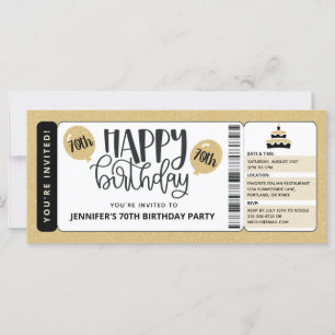 Invitation Ticket Anniversaire 70 ans Black Gold G