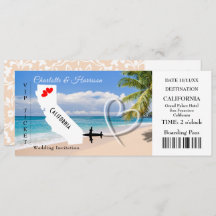 Ticket BoardingPass Mariage Destination Californie