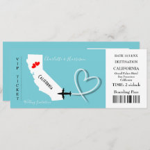 Ticket BoardingPass Wedding Destination de Califor
