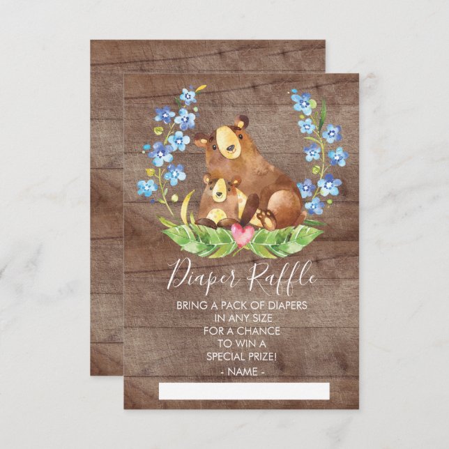 Invitation Ticket de Baby shower de couches de laine de bois (Devant / Derrière)