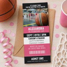 Ticket de Basketball Rose Fête d'Anniversaire
