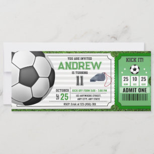 Invitation Ticket de fête d'anniversaire de football personne