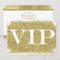Ticket de fête VIP Glamour Confettis Paillettes Or