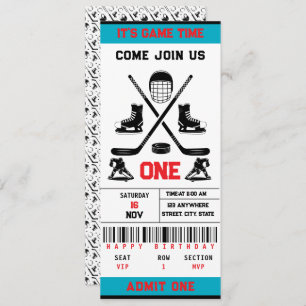 Invitation Ticket de hockey de l’heure du jeu 1er anniversair