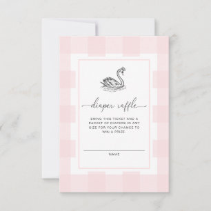 Invitation Ticket de tombola pour couche rose à motif vichy c