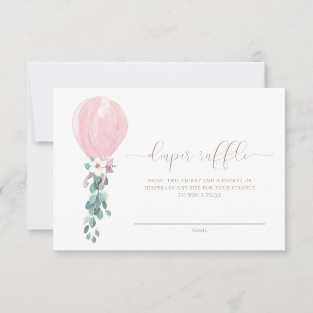 Invitation Ticket de tombola pour couche rose en forme de bal (Devant)