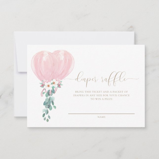 Invitation Ticket de tombola pour couche rose en forme de bal (Devant)