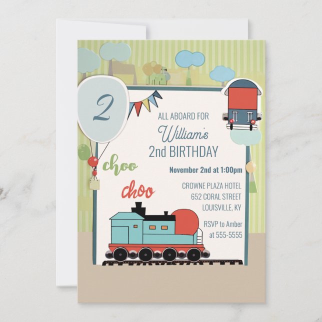 Invitation Ticket de train de ballons d'enfant personnalisés  (Devant)