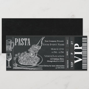 Invitation Ticket pour dîner VIP au repas de pâtes et de vin 