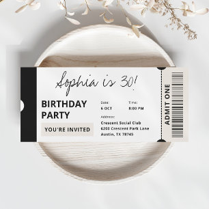 Invitation Ticket tendance moderne 30th Birthday Party