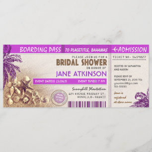 Invitation tickets d'embarquement violets pour Fête des marié