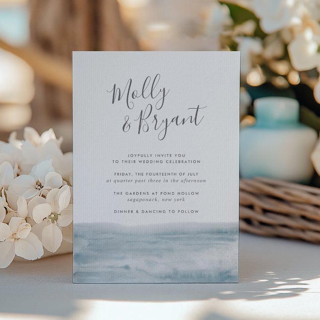 Invitation Tide faible | Mariage d'aquarelle côtière (Créateur téléchargé)
