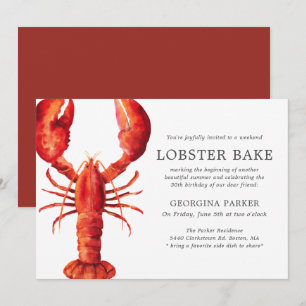 Invitation Tide rouge  Anniversaire du pain de homard