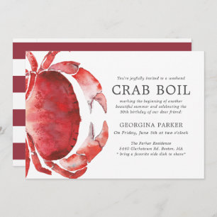 Invitation Tide rouge  Crab Boil Birday  Grèves rouges