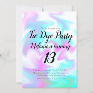 Invitation Tie Dye Anniversaire Fête Bonbon coloré