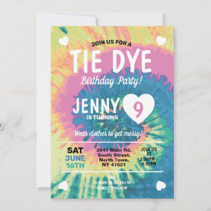 Invitation Tie Dye Anniversaire Obtenez Messy Fun Girls