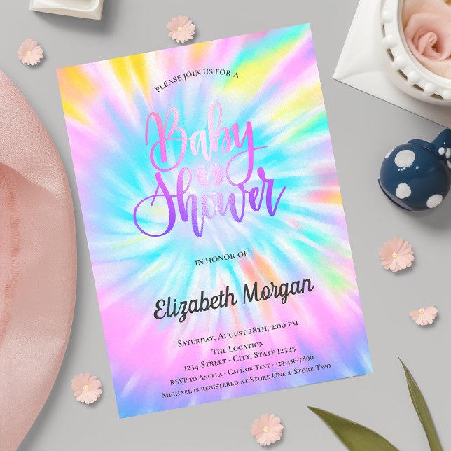 Invitation Tie-Dye Élégant pour Baby Shower (Créateur téléchargé)