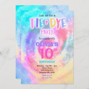 Invitation Tie Dye fête d'anniversaire Bright Tie Dye Hippy P