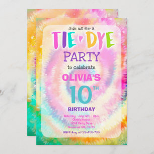 Invitation Tie Dye fête d'anniversaire Bright Tie Dye Hippy P