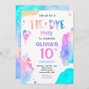 Invitation Tie Dye fête d'anniversaire Bright Tie Dye Hippy P