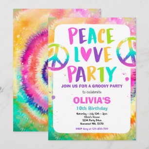 Invitation Tie Dye fête d'anniversaire Pastel Tie Dye fête d'