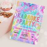Invitation Tie Dye Neon Karaoke Chanter Musique Anniversaire<br><div class="desc">Tie Dye Neon Karaoke Chanter Musique Anniversaire Fête Invitation</div>