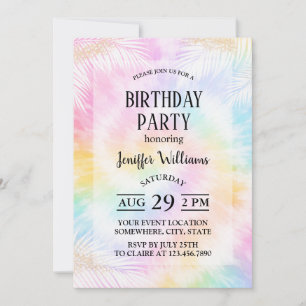 Invitation Tie & Dye Pastel Rose Girly Chic