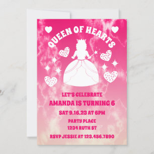Invitation Tie Dye Reine Des Coeurs Anniversaire