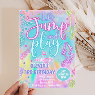 Invitation Tie Dye Retro Jump and Play Anniversaire Invitatio