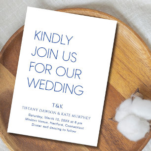 Invitation Tiffany Cobalt Blue Bold Mariage moderne