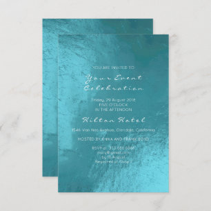 Invitation Tiffany métallique minime Ocean Blue Aqua Glass