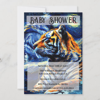 Invitation Tiger Jungle Animal & Starry Night Baby shower
