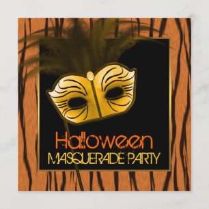 Invitation Tiger Orange Black Halloween Masquerade Party