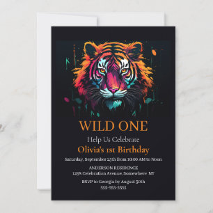 Invitation Tiger Wild One Anniversaire thème