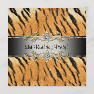Invitation Tigre 21 d'invitation d'anniversaire de bijou de